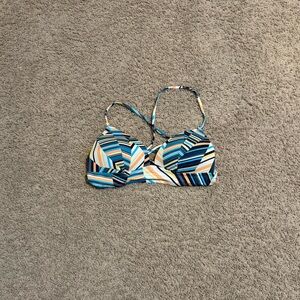 Adore Me Blue and Tan Striped Bikini Top